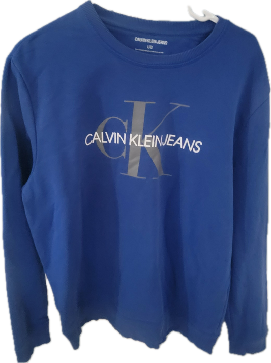 Calvin Klein Jeans Logo Sweatshirt – Royal Blue (Size L)