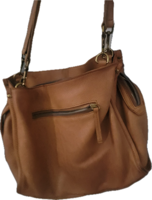 Classic Tan Faux Leather Shoulder Bag – Everyday Carry-All 👜